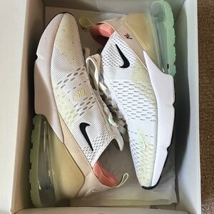 Nike Women's Air Max 270 White and Beige Sneakers
